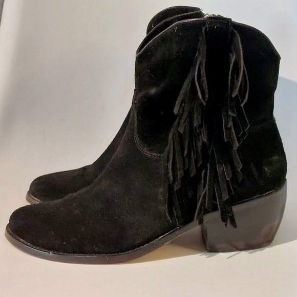 Vince Camuto black suede Celia fringed Western boot, sz 10, EUC - Picture 3 of 12